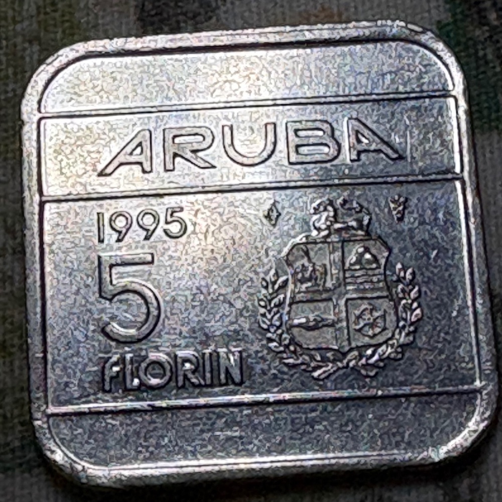 🇦🇼 1995 Aruba 5 Florin — Queen Beatrix — Kingdom of the Netherlands — Nickel